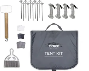 CORE Outdoor All in One Camping Kit | Perfect Camping Accessories with Portable Carry Bag | Easy Camp Setup and Takedown with The Included Mallet, Stakes, Dustpan and Guylines