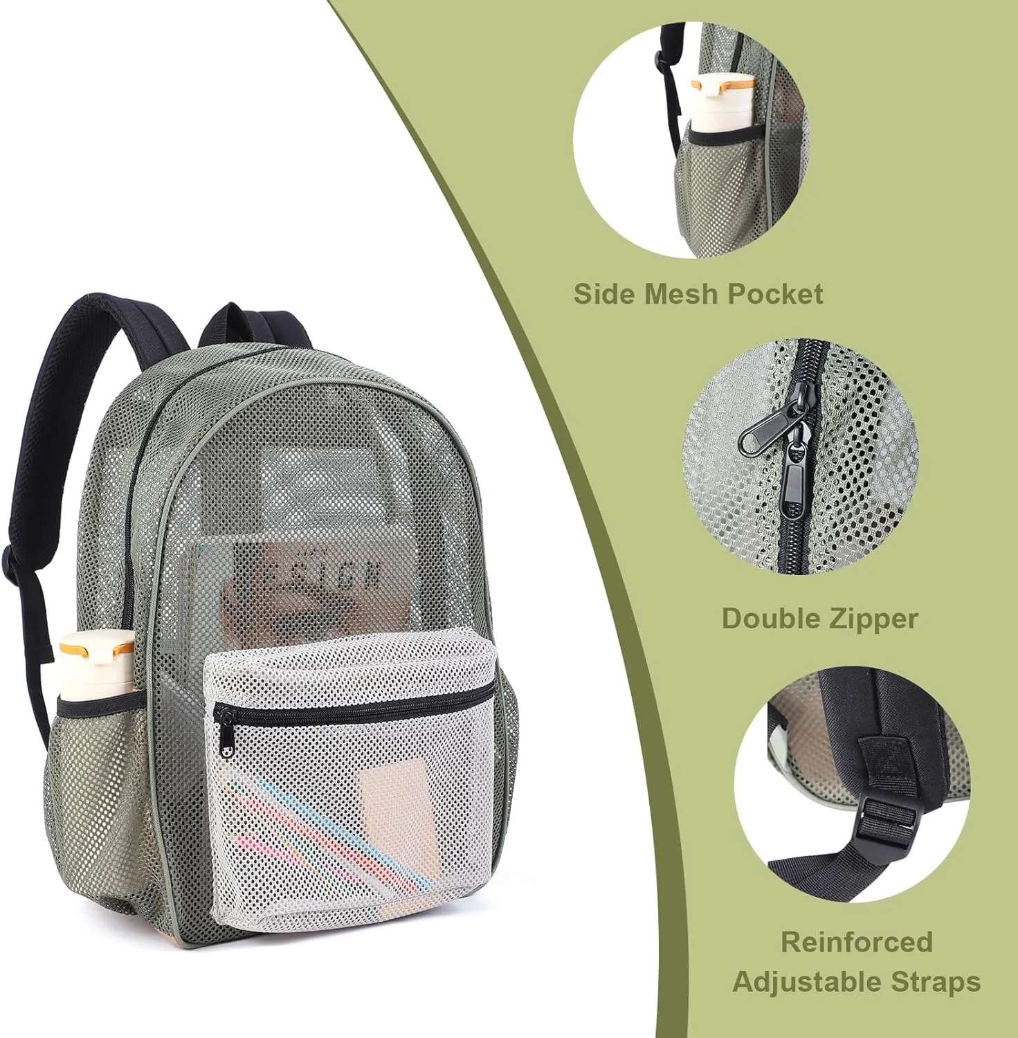 COVAX Heavy Duty Mesh Backpacks for Adults, See Through Backpack for Swimming, Fitness, Sports, Carry Portable Oxygen Concentrators