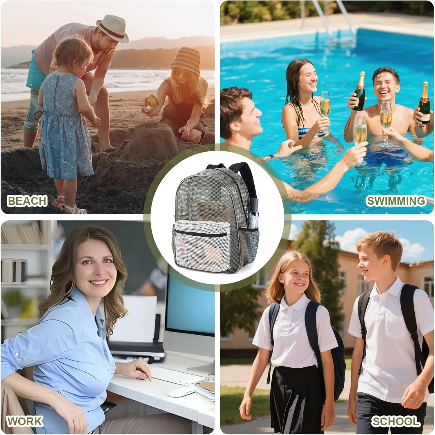 COVAX Heavy Duty Mesh Backpacks for Adults, See Through Backpack for Swimming, Fitness, Sports, Carry Portable Oxygen Concentrators
