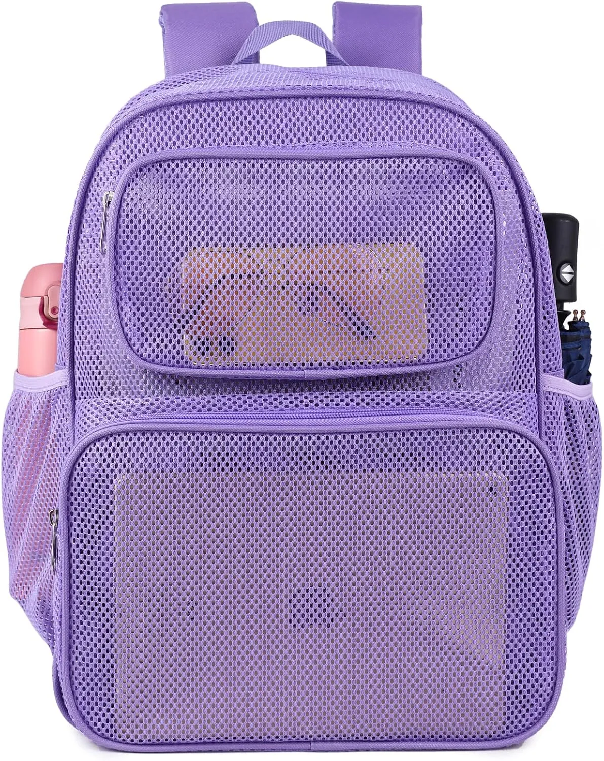 COVAX Large Mesh Backpack, Semi-transparent College Backpack, See Through Mesh Bookbag with Comfort Padded Straps for Travel, Swimming, Beach, Outdoor Sports (Purple)
