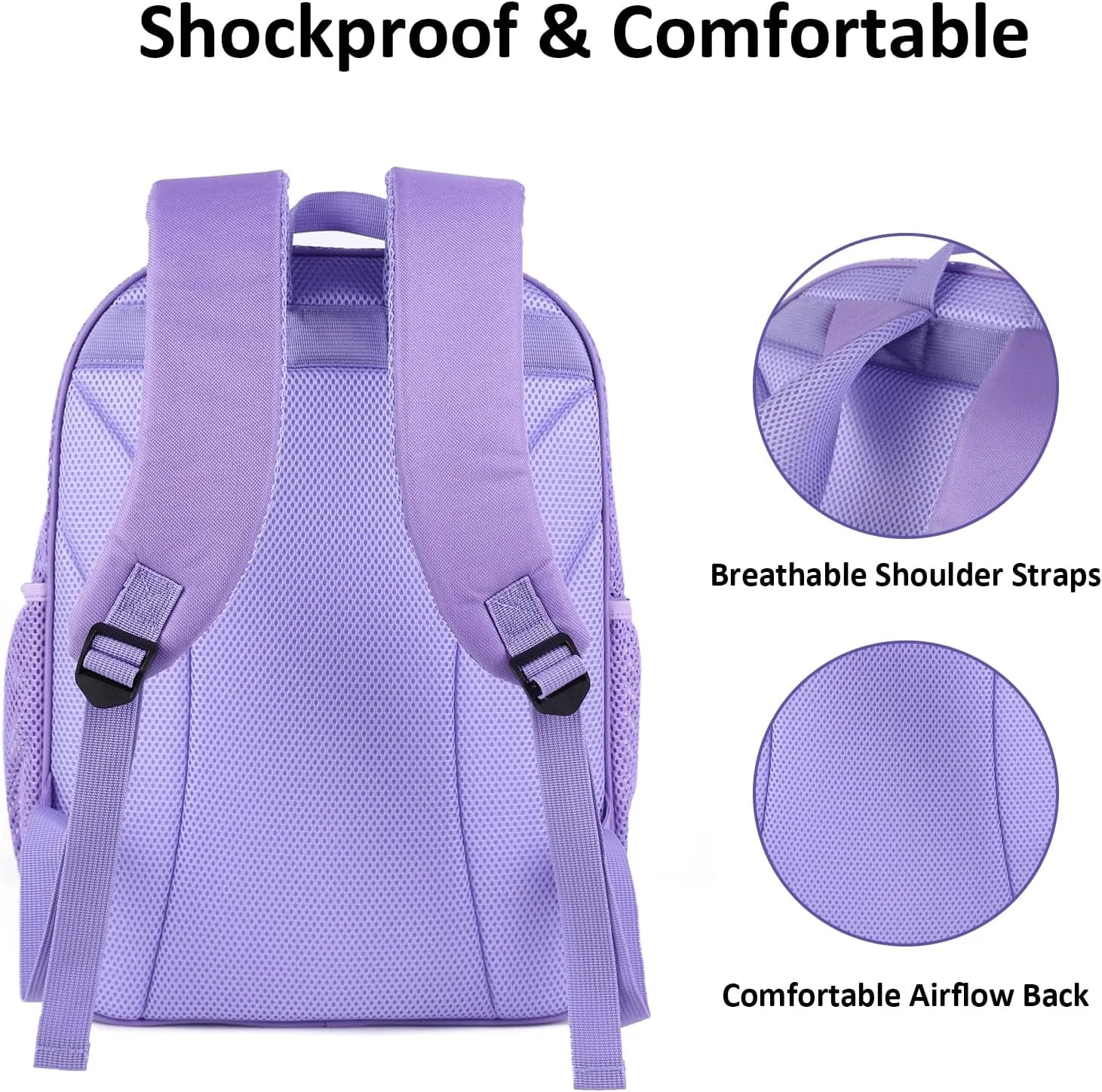 COVAX Large Mesh Backpack, Semi-transparent College Backpack, See Through Mesh Bookbag with Comfort Padded Straps for Travel, Swimming, Beach, Outdoor Sports (Purple)