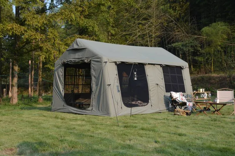 Cozy Air Glamping Tent: Quick Setup & Weather-Ready!