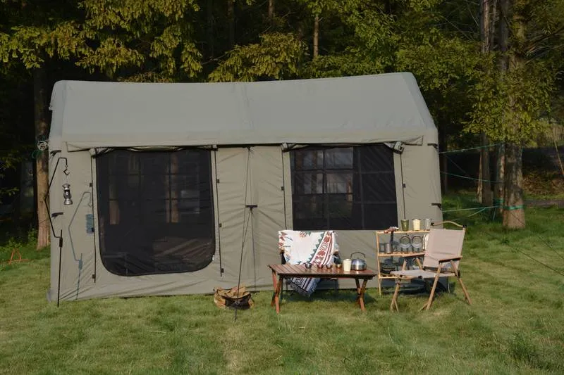 Cozy Air Glamping Tent: Quick Setup & Weather-Ready!