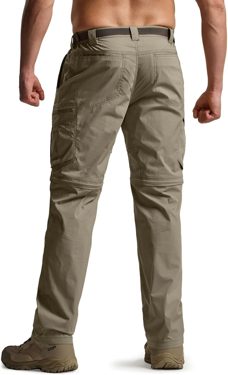 CQR Men's Convertible Cargo Tactical Pants, Water Resistant Outdoor Hiking Pants, Zip Off Lightweight Stretch Work Pants