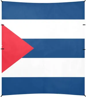 Cuba Flag Foldable Beach Canopy UPF50 Waterproof Large Portable Sun Shelter with Sand Shovel, Sandbags for Family Trips, Picnics & Camping