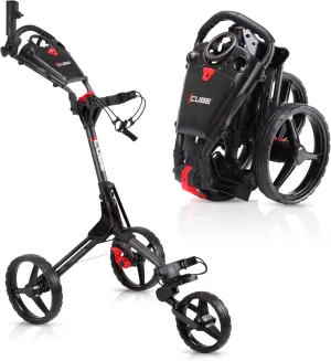 CUBE CART 3 Wheel Push Pull Golf CART - Two Step Open/Close - Smallest Folding Lightweight Golf CART in The World - Choose Color!