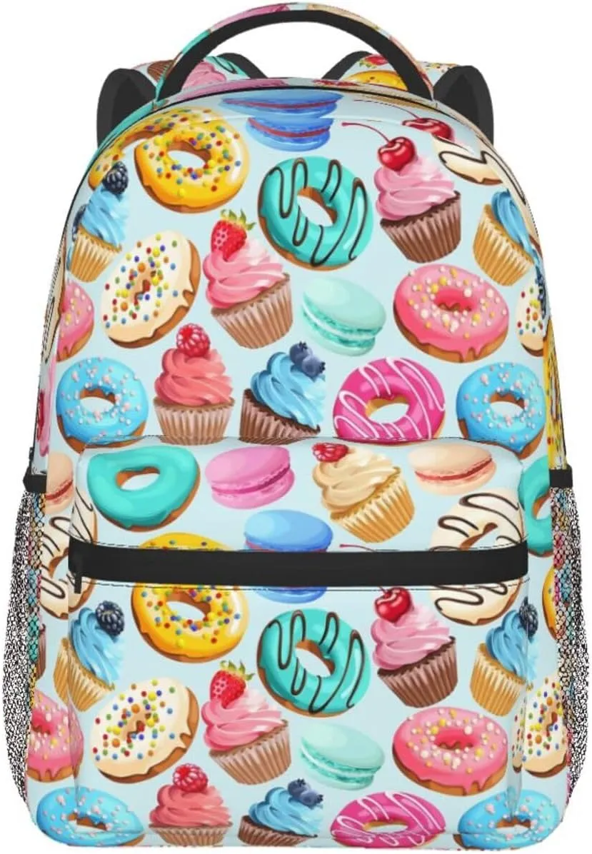 Cupcakes Donuts Pattern Backpack Laptop Backpack Sports Travel Shoulder bag Light casual backpack