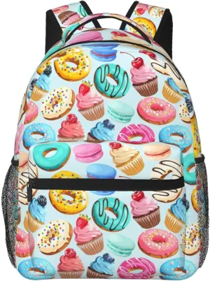Cupcakes Donuts Pattern Backpack Laptop Backpack Sports Travel Shoulder bag Light casual backpack
