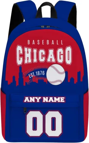 Custom Chicago Backpack High Capacity Personalized Name Number Laptop Bag Travel Shoulder Daypack Fans Gift for Men Women Boy