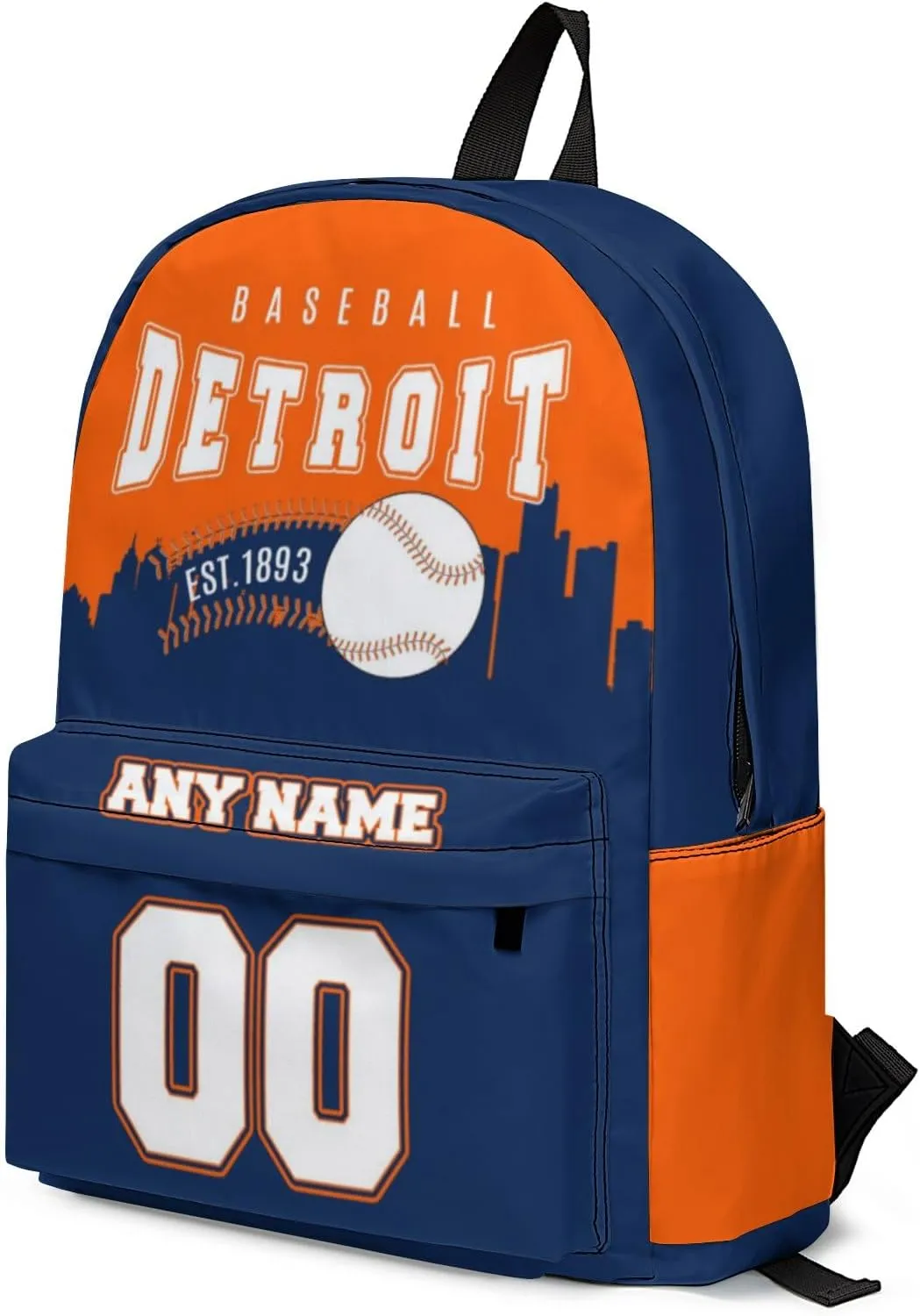 Custom Detroit Backpack High Capacity Personalized Name Number Laptop Bag Travel Shoulder Daypack Fans Gift for Men Women Boy