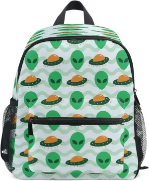 Cute Alien Ufo Invasion Spaceship Kids Backpack for Boys Girls Students SchoolBag for Toddler Children Daycare Preschool Shoulder Bookbag with Chest Strap Kindergarten Elementary Travel S