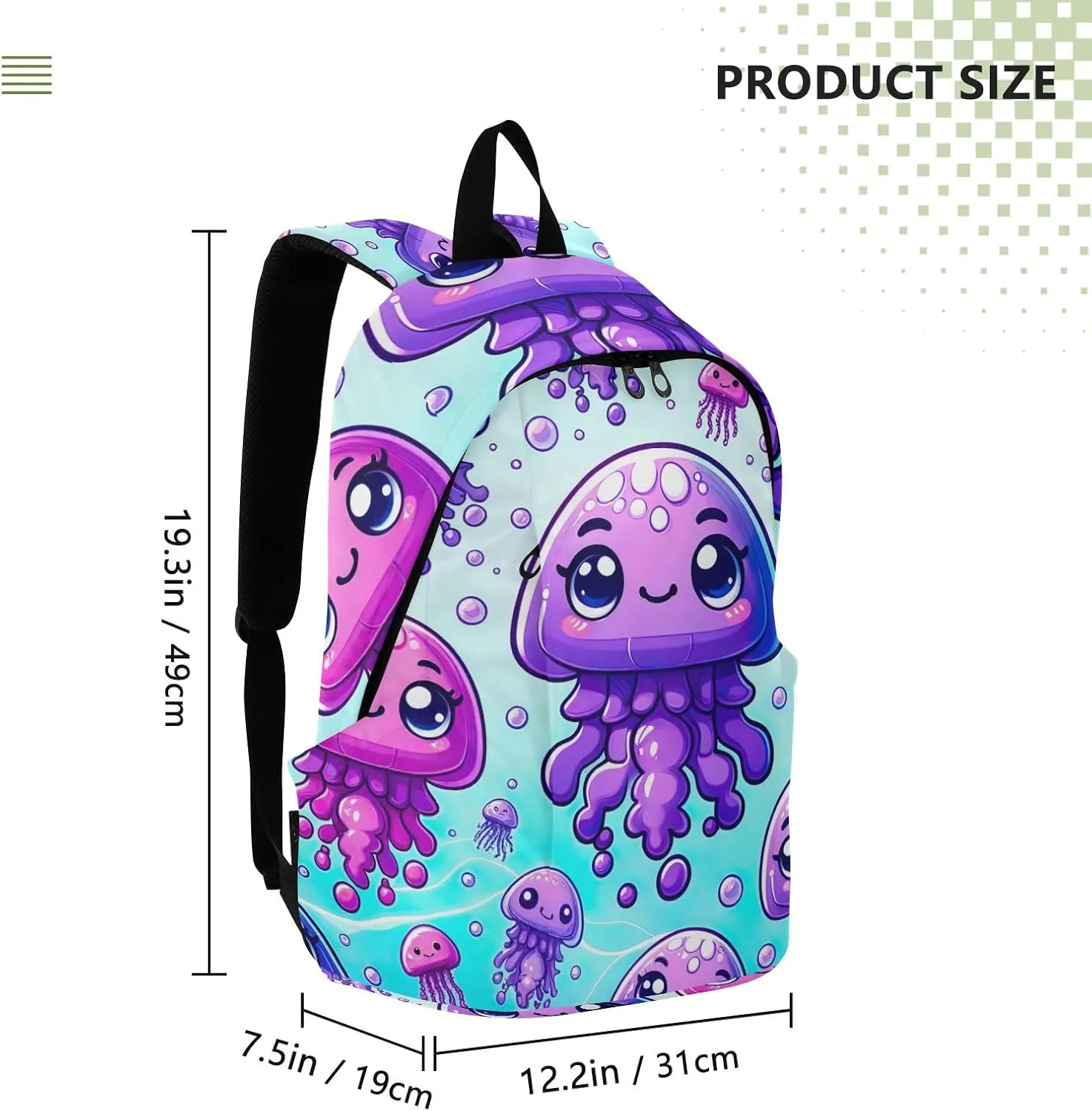 Cute Cartoon Purple Jellyfishes Unisex Backpack, Light Travel Backpack, Waterproof Travel Backpack