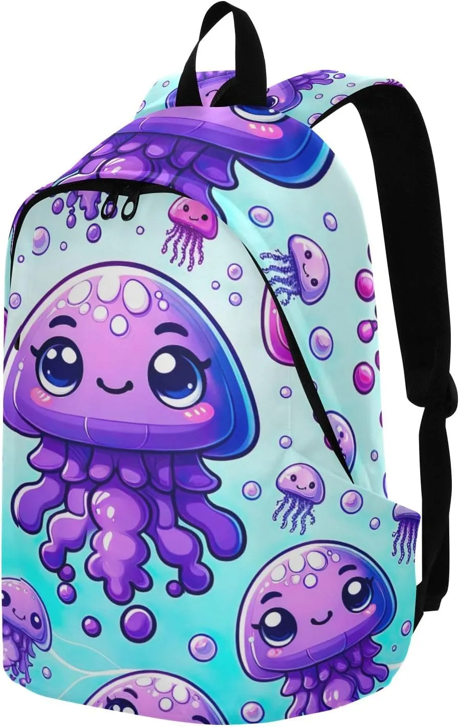 Cute Cartoon Purple Jellyfishes Unisex Backpack, Light Travel Backpack, Waterproof Travel Backpack