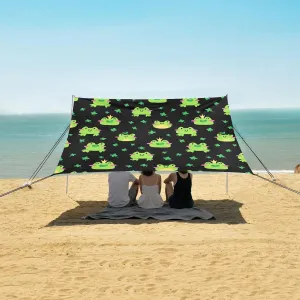 Cute Frog Pattern Beach Camping Tent Sun Shelter for Whole Family, Beach Shade Canopy with UPF50  UV Protection,Easy Set Up and Carry,Outdoor Shade for Trips, Fishing, Backyard Fun Picnics