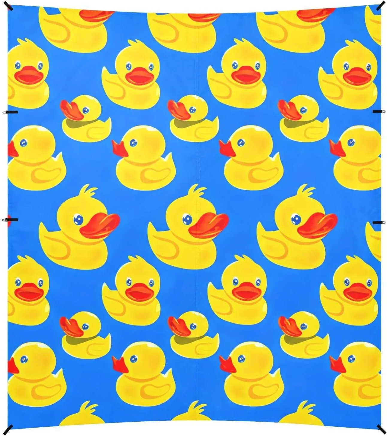 Cute Yellow Ducks Print Blue Beach Canopy Tent Outdoor Patio Sun Shade Decorative Portable Camping Shelter 9.2 × 10.5 FT Sunshade with Sand Anchor Poles