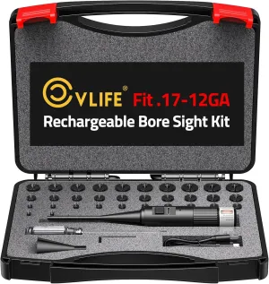 CVLIFE Upgraded Rechargeable Bore Sight Laser with 32 Adapter Kit, Professional Green/Red Laser Bore Sight Fits .17 to 12GA Calibers