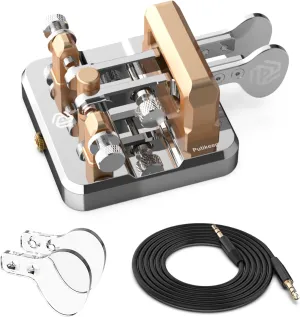 CW Key Morse Code Key Morse Telegraph Key Morse Code Key Aluminum Alloy CW Morse Code Key Square-Shaped Base Red (Silver)