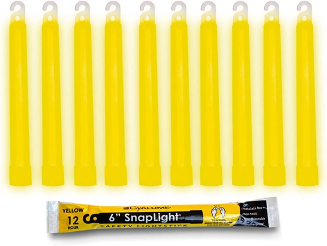 Cyalume 6" Light Sticks, 12 hour (10 pack) YELLOW