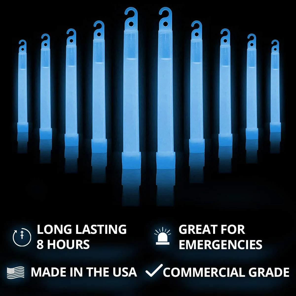 Cyalume Glow Sticks Military Grade Lightstick - Premium Blue 6” SnapLight Emergency Chemical Light Stick with 8 Hour Duration (Bulk Pack of 10 Chem Lights)