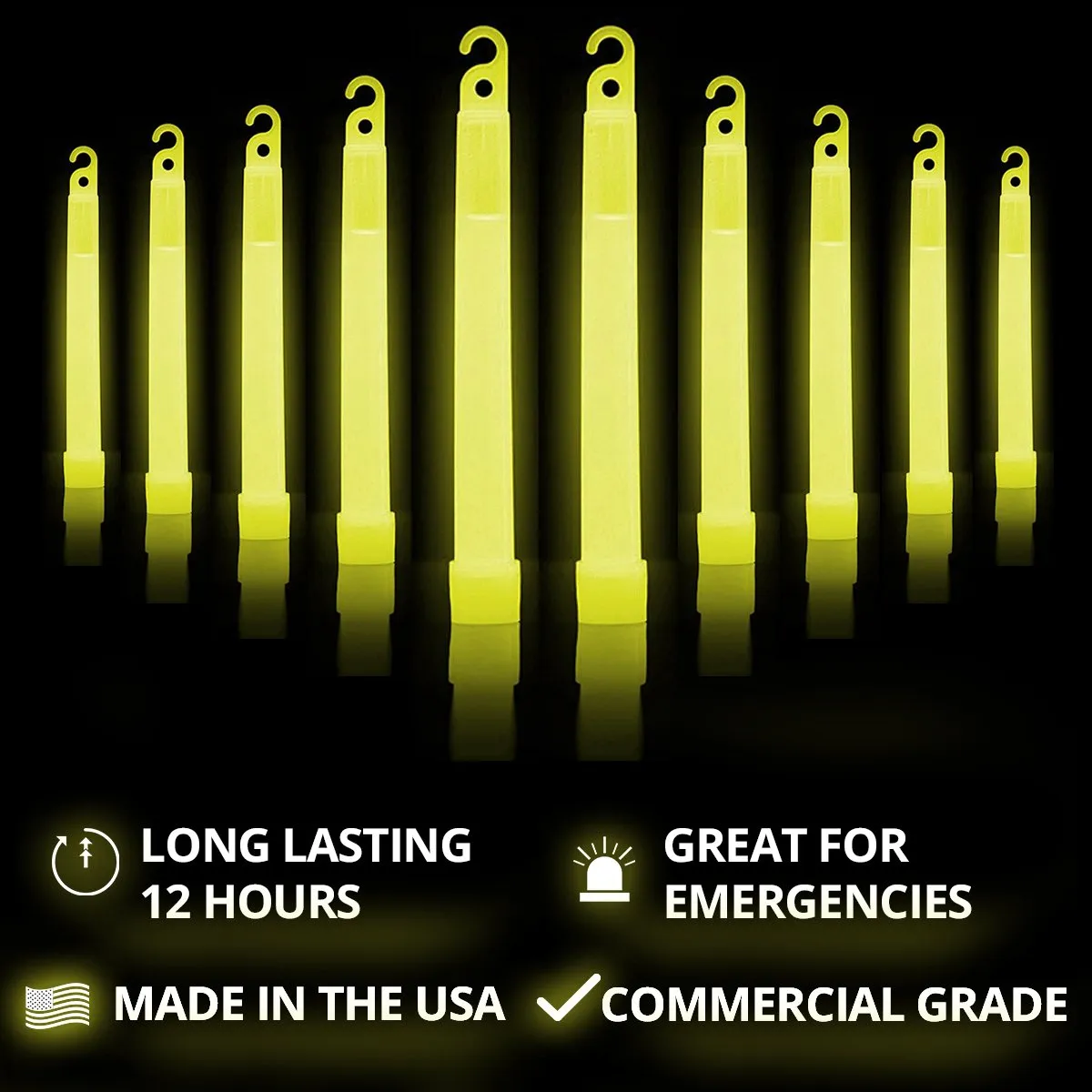 Cyalume Yellow Emergency Glow Sticks - Premium 6” SnapLight Survival Glow Sticks with 8 Hour Duration for Use as Emergency Flares and Hiking Safety Gear (Bulk Pack of 20 Safety Glow Sticks)