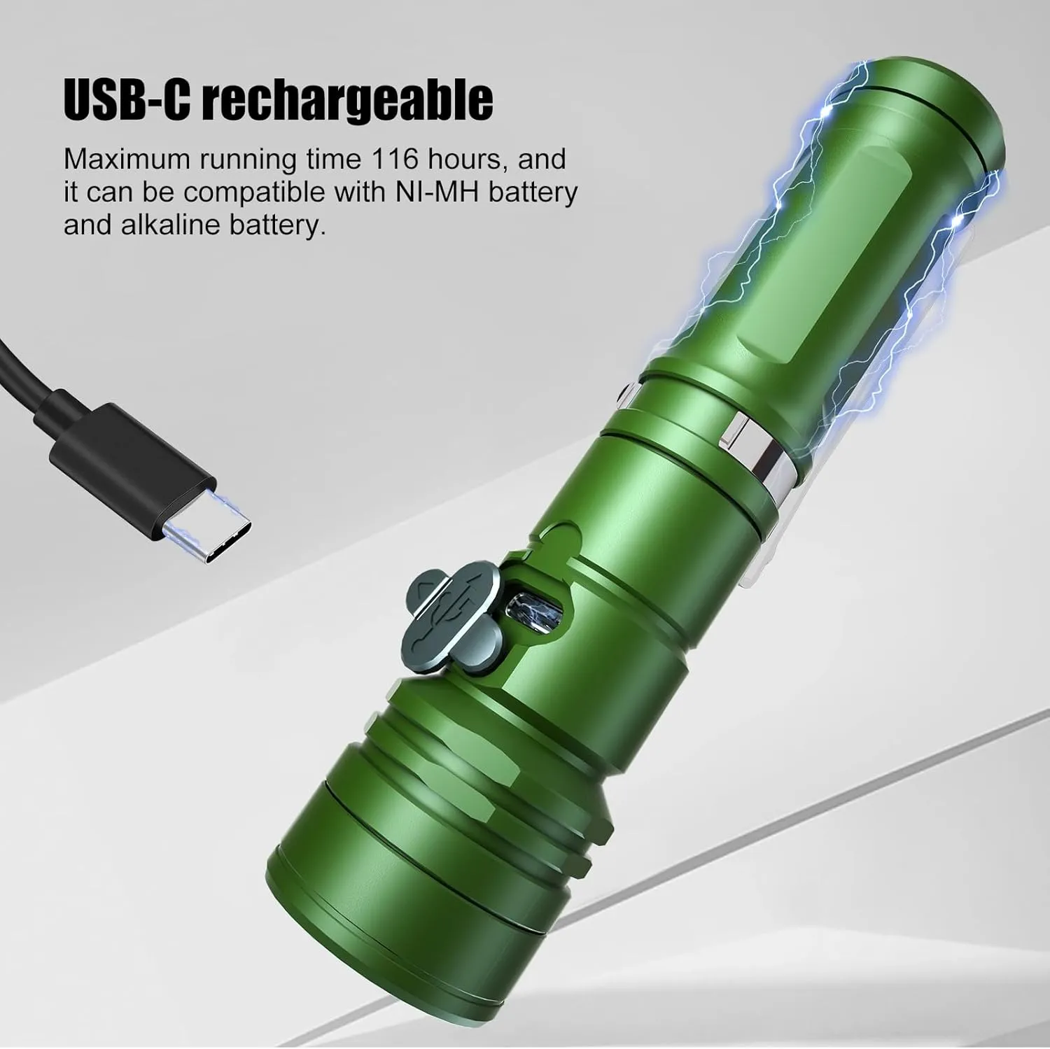 CYANSKY Rechargeable Flashlight,Super Bright,Flashlights High Lumens, Small EDC Flashlights for Emergencies,with Magnetic Base,IP68 Waterproof Flash Light for Camping,Hiking,Outdoor,Home (Green)