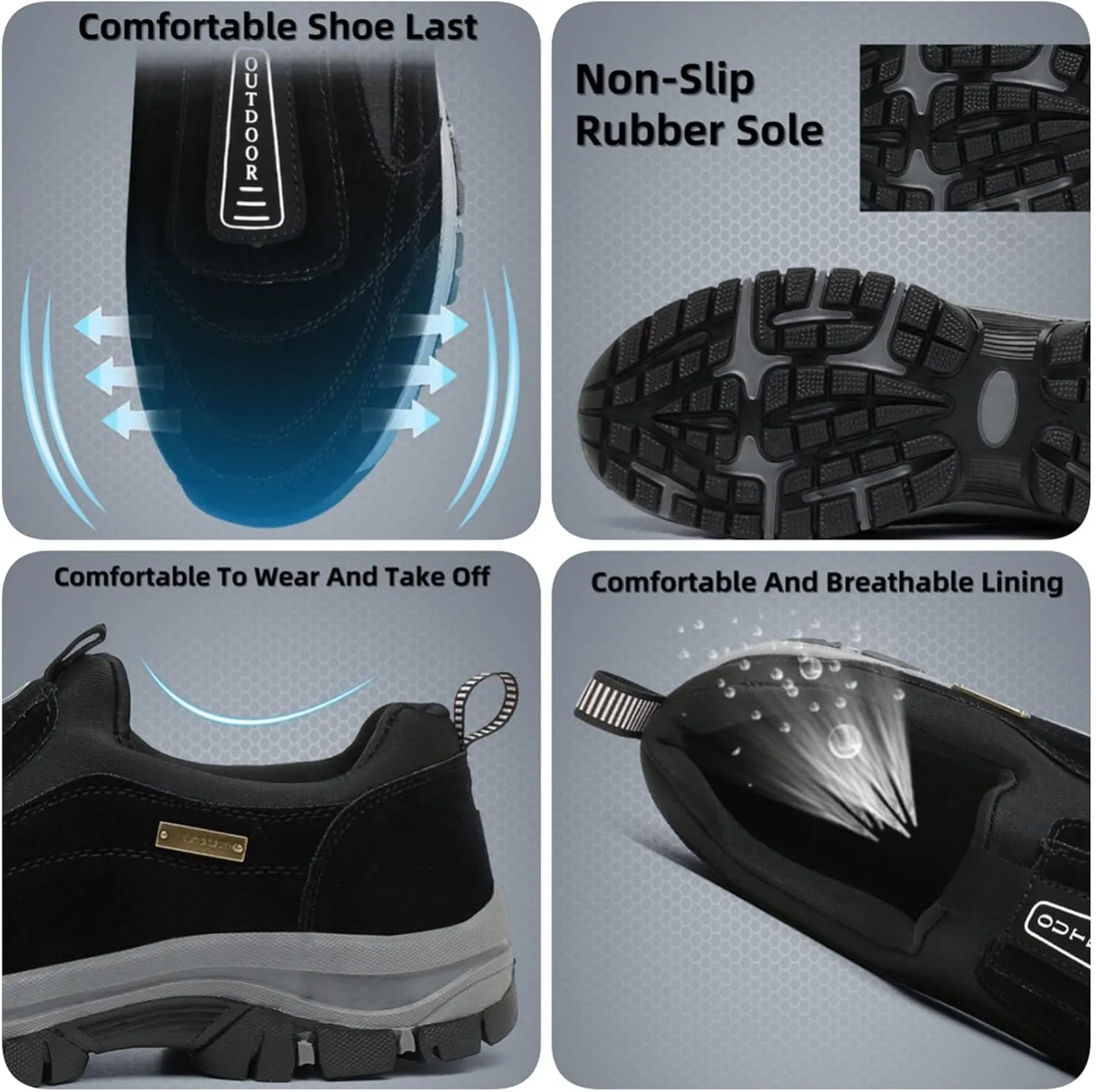 Dallader Men's Comfortable Waterproof Orthopedic Walking Shoes, Comfort and Durability for Hiking and Everyday Wear