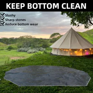 DANCHEL OUTDOOR Portable Waterproof Tent Tarps Footprint with Ripstop Rain Fly for Yurt Tent Glamping Accessories,4M/13ft