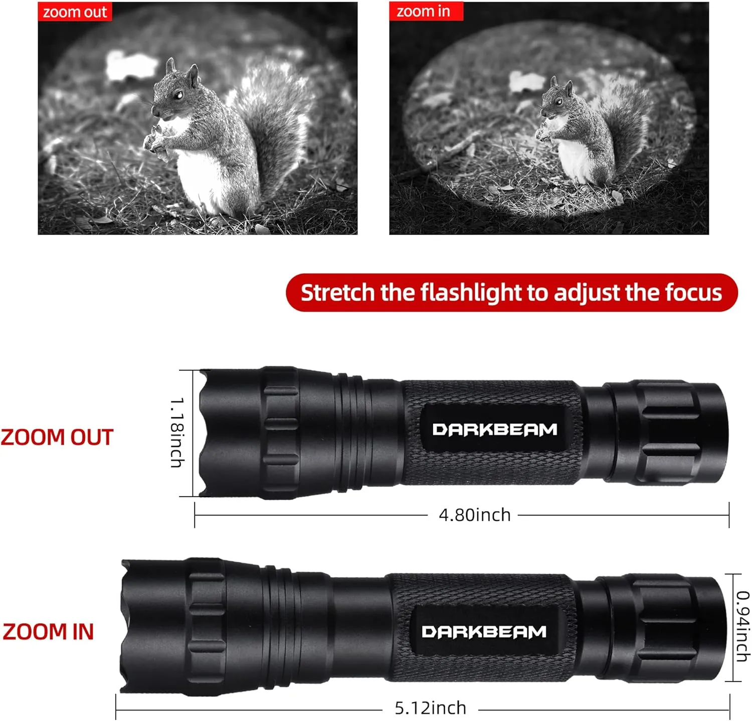 DARKBEAM ir Flashlight Infrared 940nm Light LED Rechargeable Mini for Night Vision, Tactical ir Illuminator with Long Range & High Power, Focus Adjustable for Hunting, Observation, Search