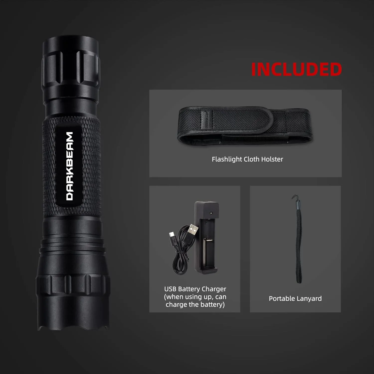 DARKBEAM ir Flashlight Infrared 940nm Light LED Rechargeable Mini for Night Vision, Tactical ir Illuminator with Long Range & High Power, Focus Adjustable for Hunting, Observation, Search