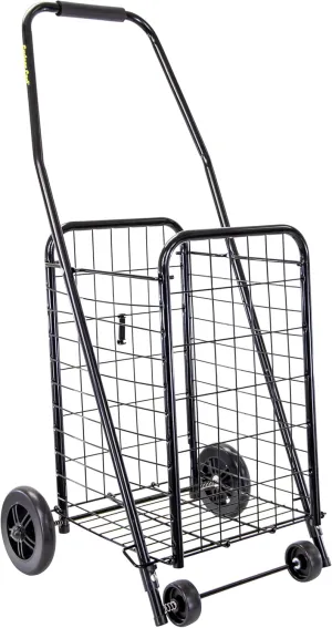 dbest products Cruiser Cart Sport Shopping Grocery Rolling Folding Laundry Basket on Wheels Foldable Utility Trolley Compact Lightweight Collapsible, Black