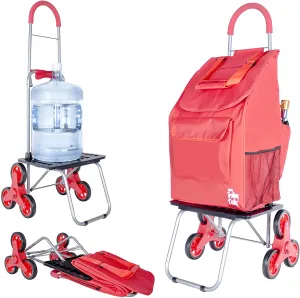 Dbest products Stair Climber Bigger Trolley Dolly Shopping Cart, Red Shopping Grocery Foldable Cart Condo Apartment