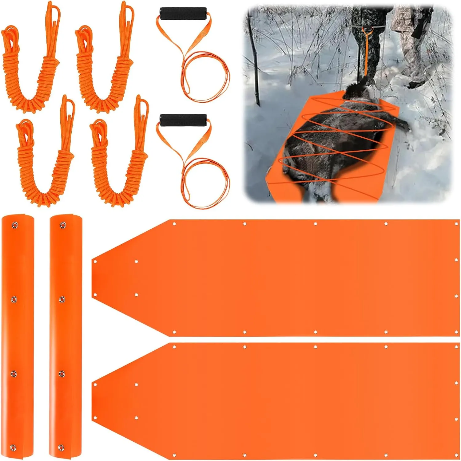 Deer Drag Sleds, Tear Resistant Heavy Duty Game Glide Carry Cart Deer Sled Game Hauler Multi Purpose Utility Sled with Deer Drag Rope for Hunting Gift
