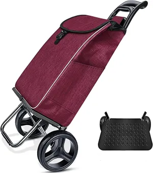 DELURA Folding Shopping Cart, Vegetable Cart, Small Cart, Household Folding Lightweight Bag, Shopping Trolley for The Elderly, Ultra-Light Trolley (Color : B)