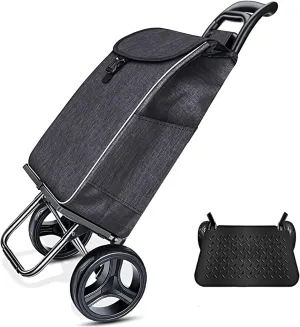 DELURA Folding Shopping Cart, Vegetable Cart, Small Cart, Household Folding Lightweight Bag, Shopping Trolley for The Elderly, Ultra-Light Trolley (Color : D)