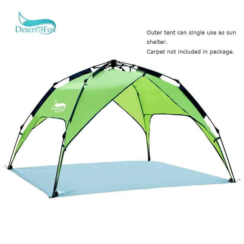 Desert&Fox Automatic Camping Tent, 3-4 Person Family Tent Double Layer Instant Setup Protable