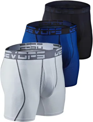 DEVOPS Men's Perfomance Cool Dry Mesh Underwear Boxer Trunk 6-inch Brief (3 Pack)