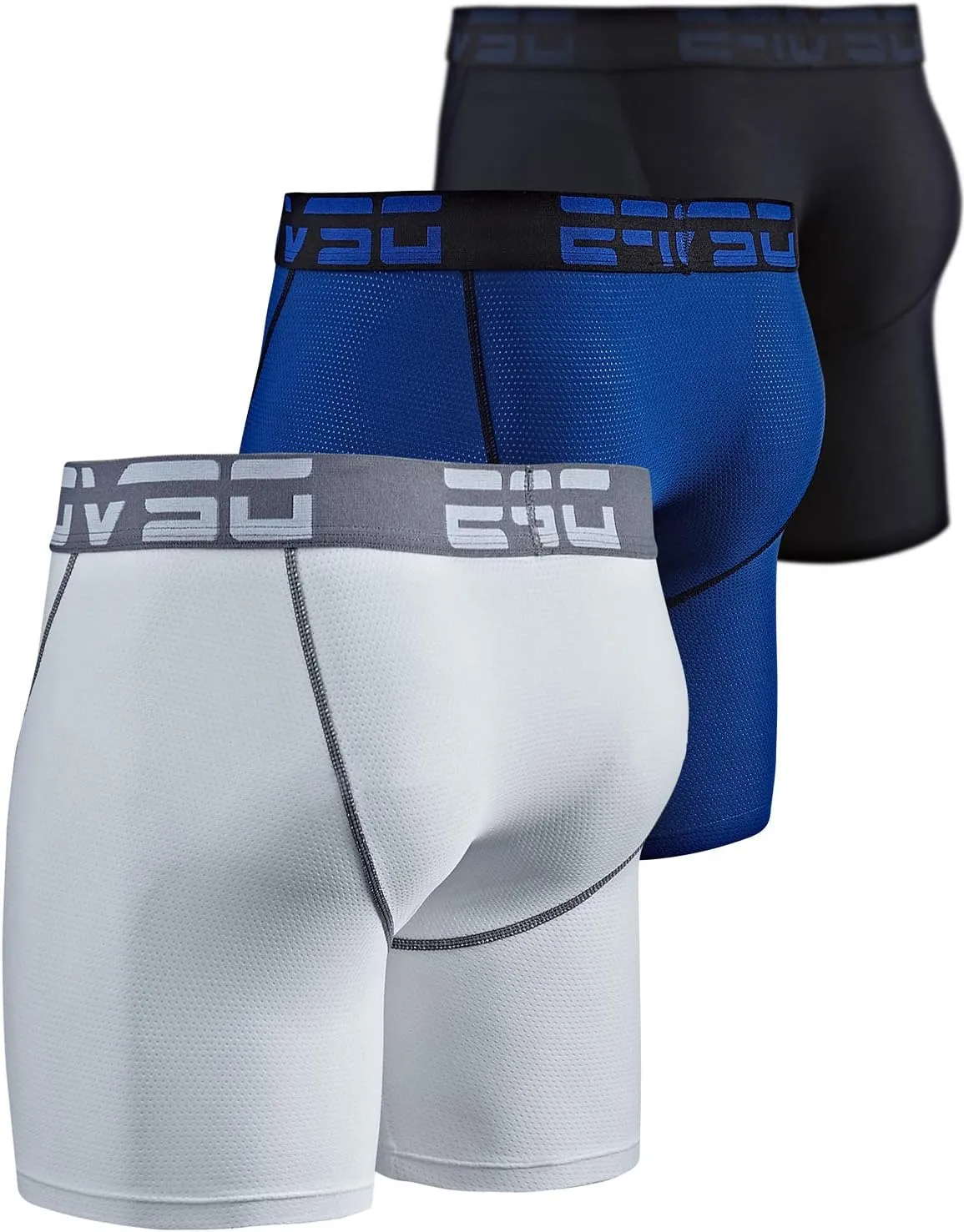 DEVOPS Men's Perfomance Cool Dry Mesh Underwear Boxer Trunk 6-inch Brief (3 Pack)