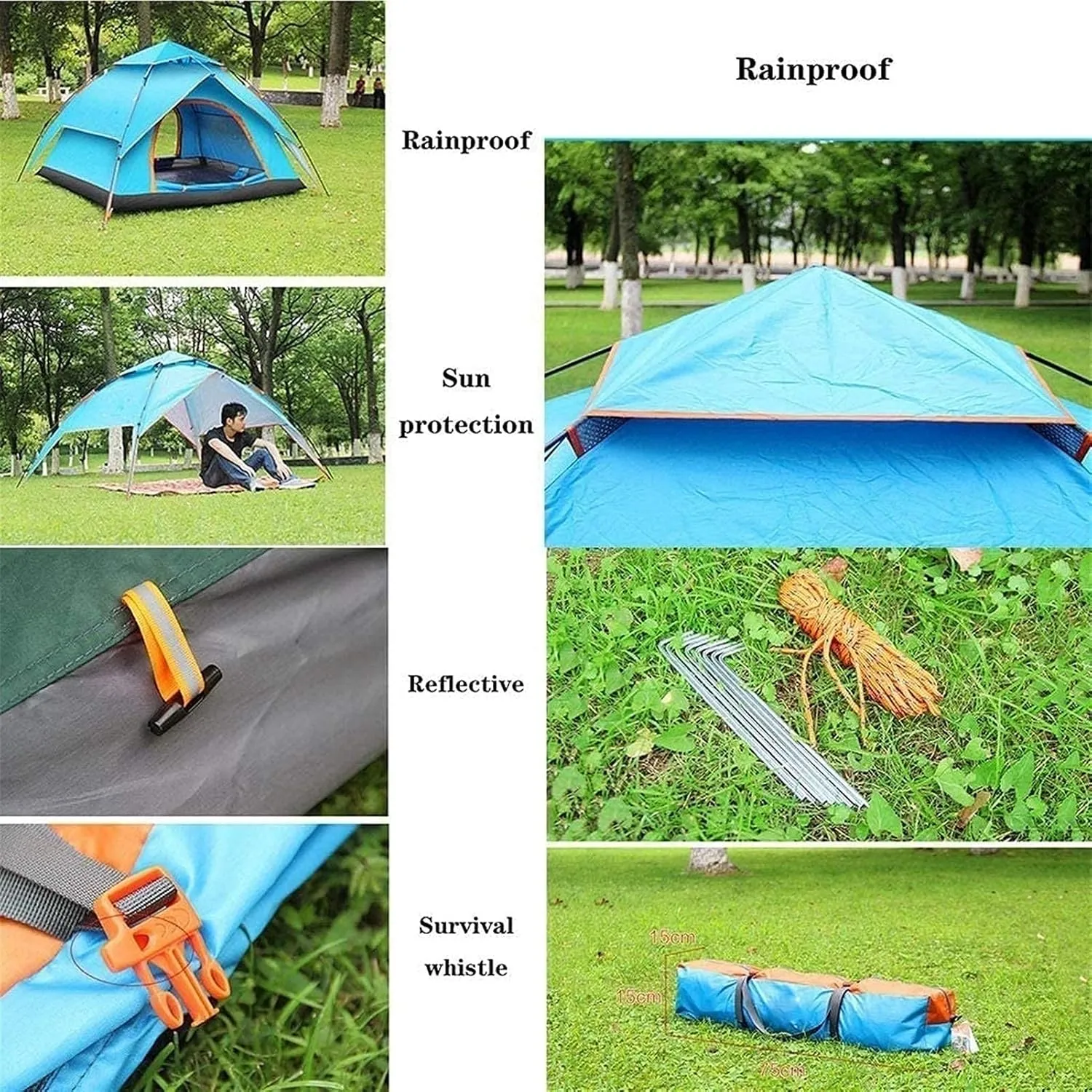 Dome Pop-Up Camping Tent,3-4 Person Automatic Tent,Double Layer Tent,Large Family Tent