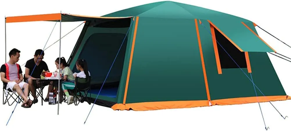 Dome Tent with Porch Automatic Pop Up Tent Sun Shelter Easy Set Up Double Layer Family Camping Tents for Outdoor Camping Fishing BBQ