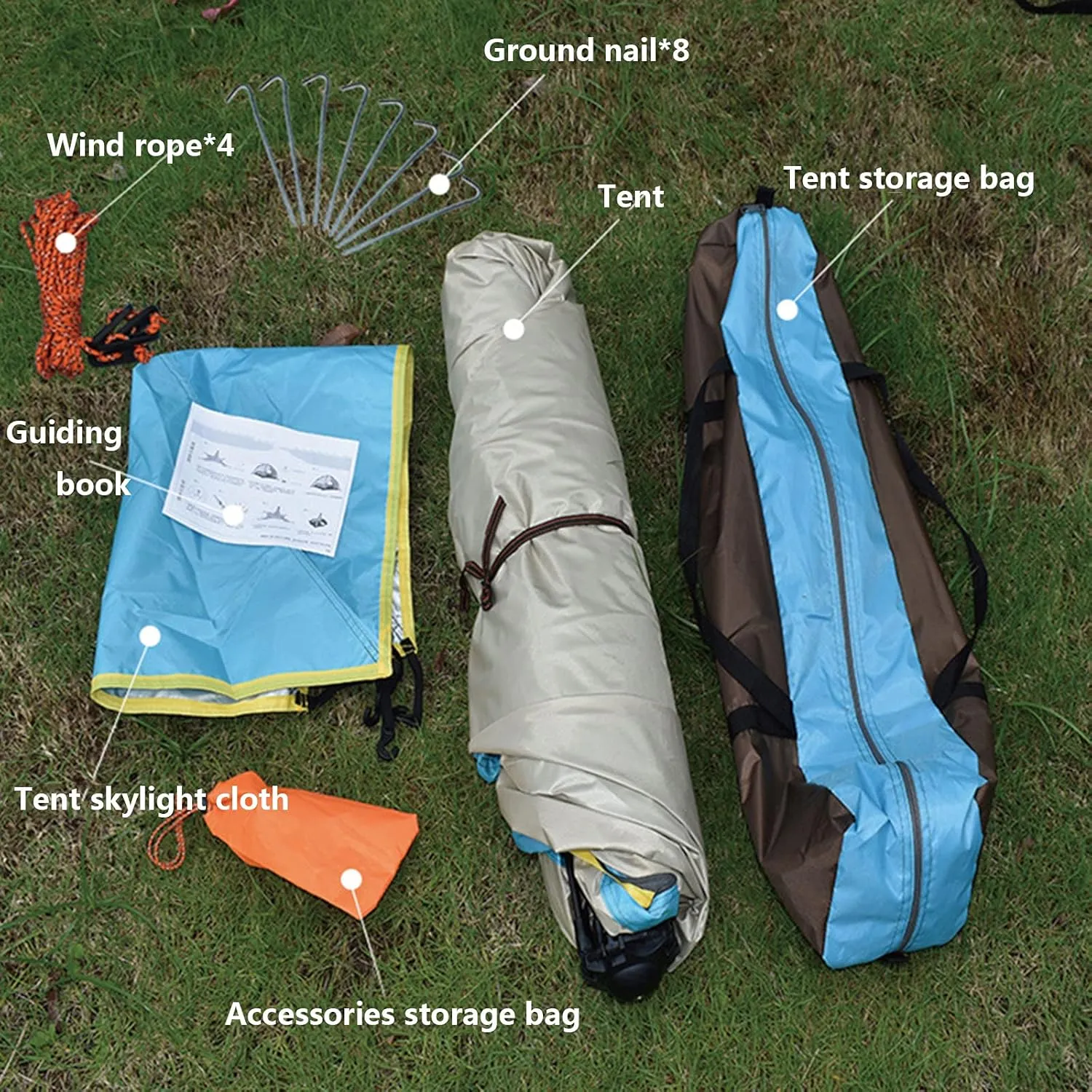 Double-Layer Fast Tent,Double-Door Multi-Function Family Picnic Camping Hiking Tent That Accommodate 2-3 People, Rain-Proof Sun-Proof Beach Awning