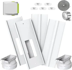 Dual Hose Portable Air Conditioner Window Vent Kit 26-62"Adjustable with 2 Universal 5.0/5.9"Coupler Security Lock 2 Weather Strippings Fit LG Portable AC Vertical/Horizontal Sliding Window Seal Kit