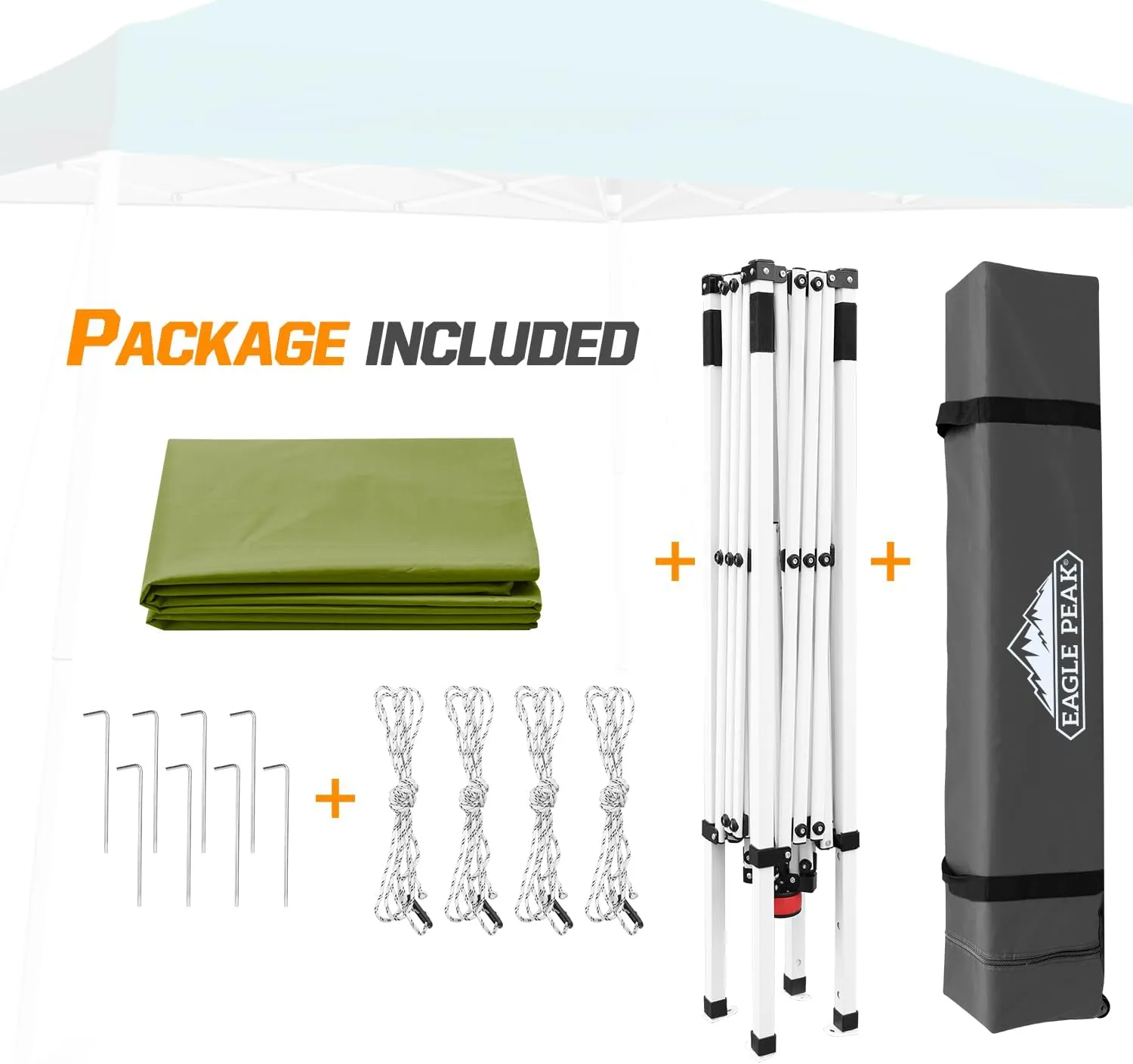 EAGLE PEAK 10x10 Slant Leg Pop-up Canopy Tent Easy One Person Setup Instant Outdoor Beach Canopy Folding Portable Sports Shelter 10x10 Base 8x8 Top (Grass Green)
