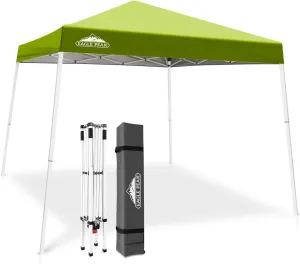 EAGLE PEAK 10x10 Slant Leg Pop-up Canopy Tent Easy One Person Setup Instant Outdoor Beach Canopy Folding Portable Sports Shelter 10x10 Base 8x8 Top (Grass Green)