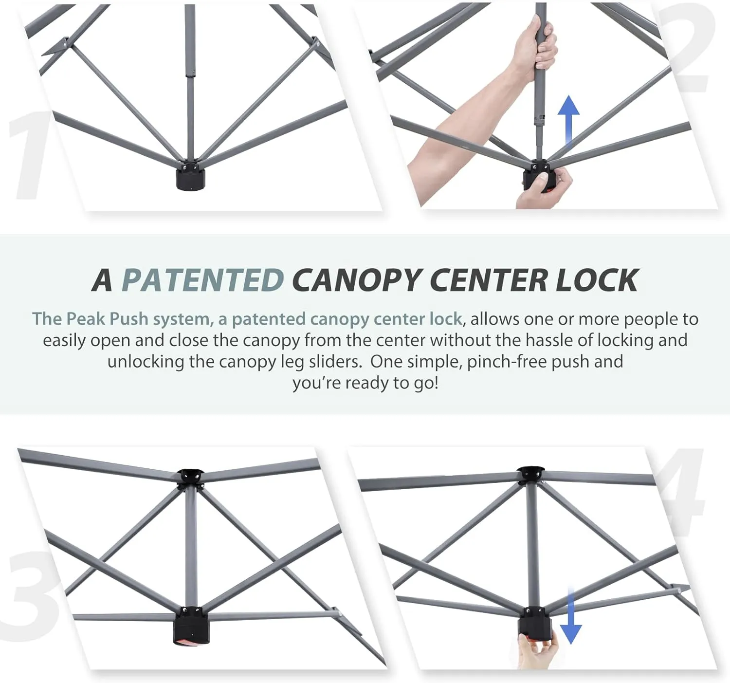EAGLE PEAK 13x13 Straight Leg Pop Up Canopy Tent Instant Outdoor Canopy Easy Single Person Set up Folding Shelter w/Auto Extending Eaves 169 Square Feet of Shade (Light Gray)