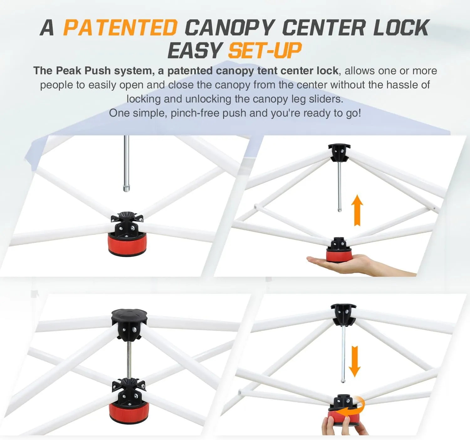 EAGLE PEAK 6.6x6.6 Pop Up Canopy Tent Instant Outdoor Canopy Easy Set Up Straight Leg Folding Shelter with Wheeled Bag, 8 Stakes and 4 Ropes, Black