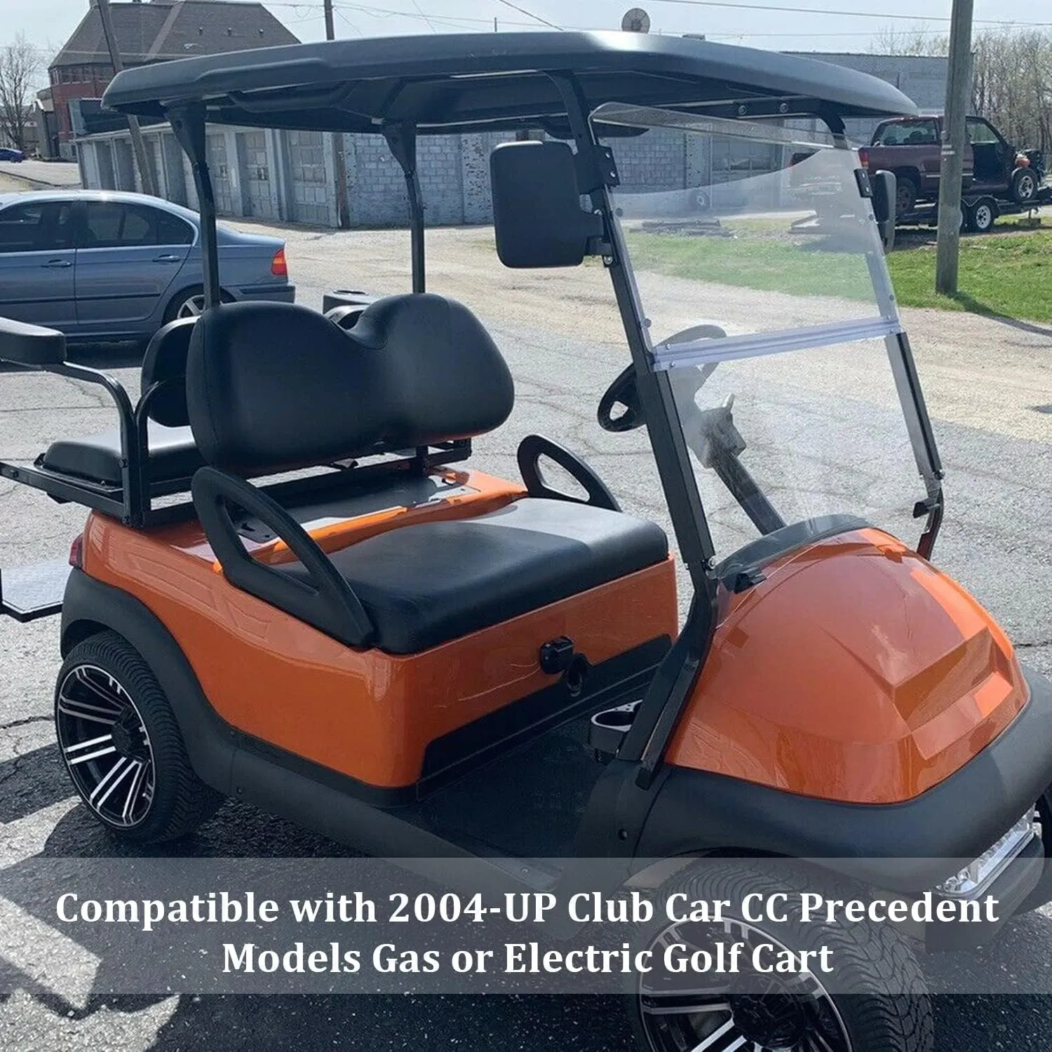 ECOTRIC Clear Windshield Compatible with 2004-UP Club Car Precedent Models Gas or Electric Golf Cart Folding Down Clear Windshield