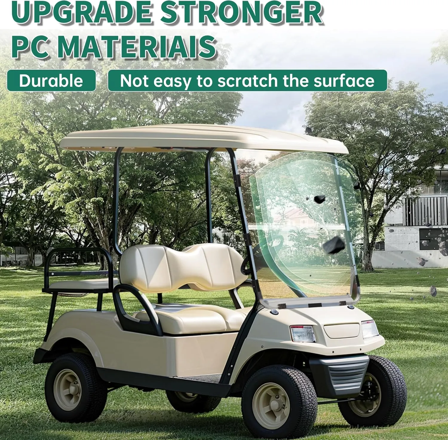 ECOTRIC Tinted Windshield Compatible with 1982-2000.5 Club Car DS Golf Cart Smoke Style Fold Down Windscreen