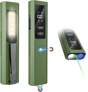 EDC Flashlight 4 in 1 Pocket Magnetic Flashlight High Lumens Work Light with Green Beam & UV Light & Warning Light Combo EDC Rechargeable LT-010 (Green)