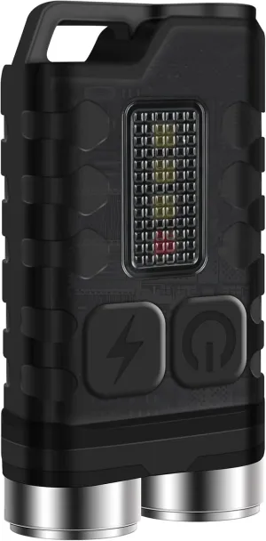 EDC Flashlight Rechargeable, 10 Modes LED Mini Keychain Flashlights High Lumens, Pocket Flash Light with UV Red Blue Side Light, Waterproof Small Flashlights for Camping Hiking Emergencies