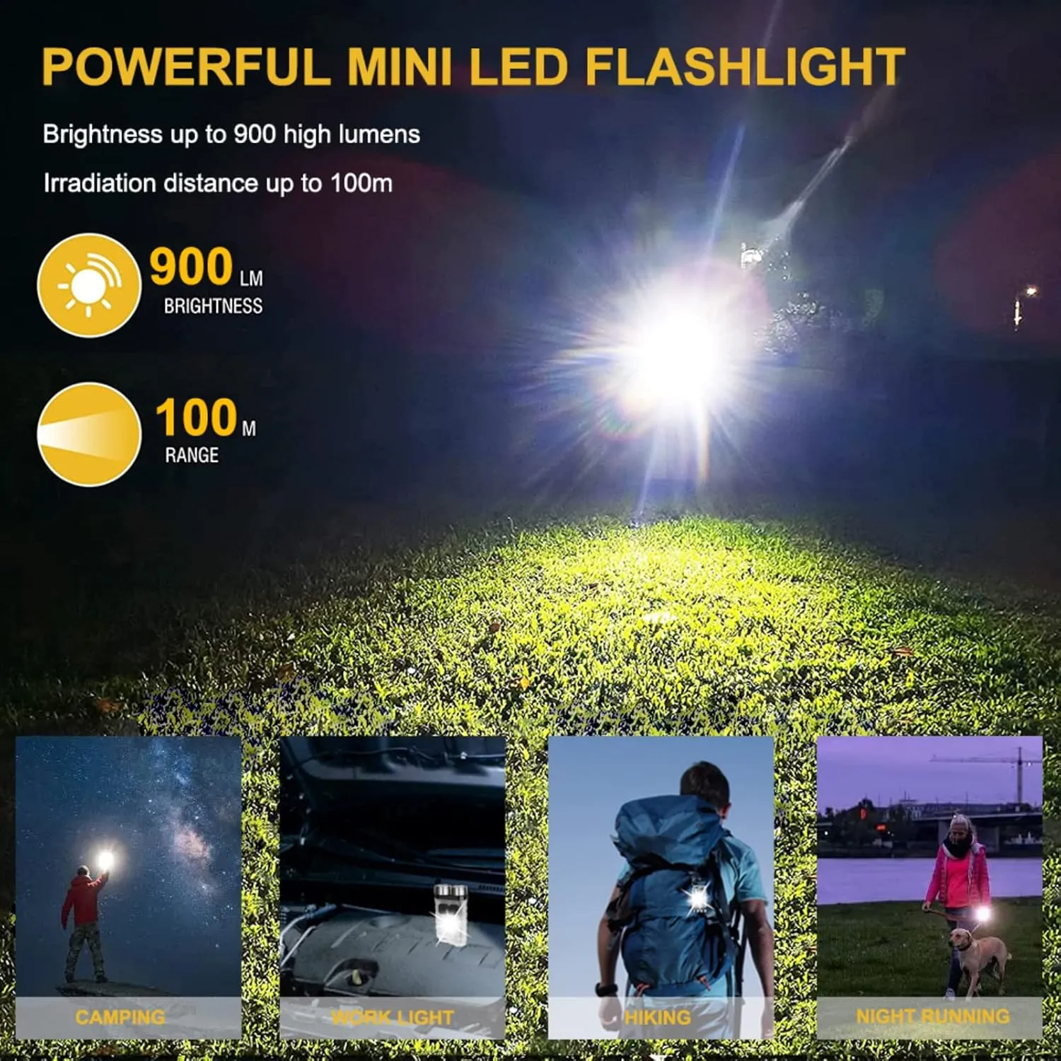 EDC Flashlight Rechargeable, 10 Modes LED Mini Keychain Flashlights High Lumens, Pocket Flash Light with UV Red Blue Side Light, Waterproof Small Flashlights for Camping Hiking Emergencies